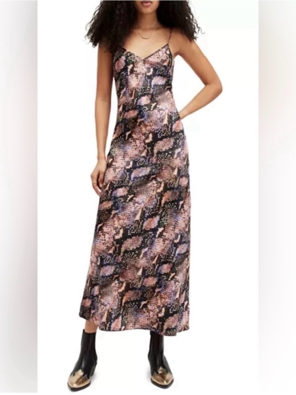 NWT All Saints Bryon Tahoe Snakeskin Dress Size 0